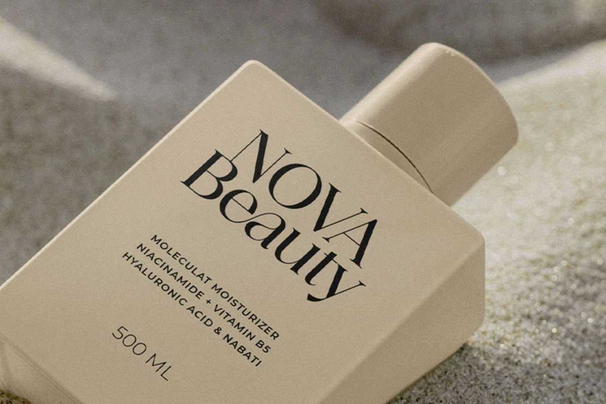 Ethereal modern serif font used on a beauty product mockup