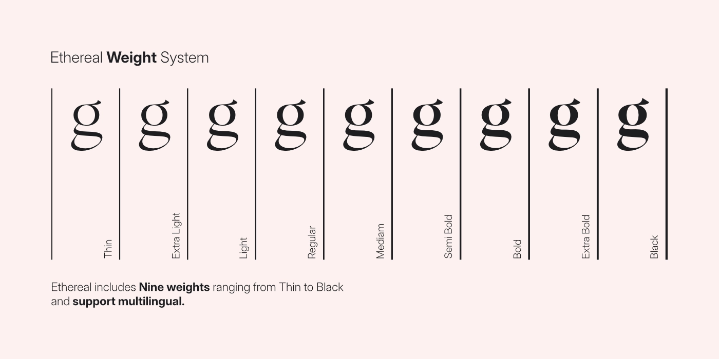 Ethereal luxury typeface with nine wight