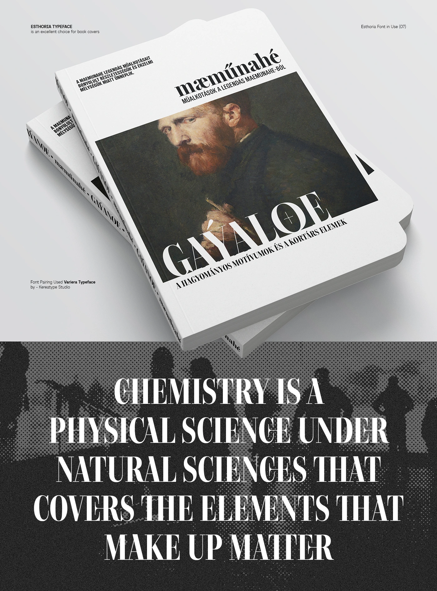 Elegant fashion magazine editorial layout featuring Esthoria high-contrast serif typeface