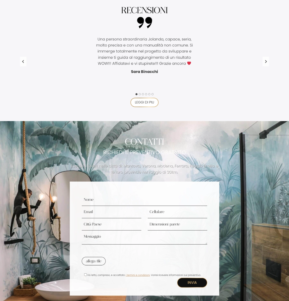 Professional website footer design showing customer testimonials and a clean contact form featuring Ethereal font in use