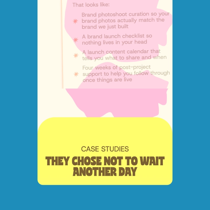 Case studies section on the Merry Morning website featuring the Cuanky font by Kereatype, with the text "They chose not to wait another day" on a yellow background block.